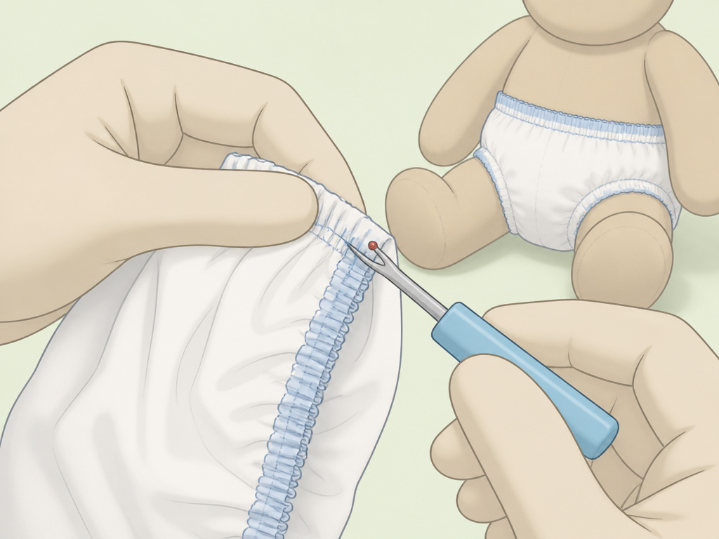 Troubleshooting diaper leg leaks by unpicking and re-sewing elastic